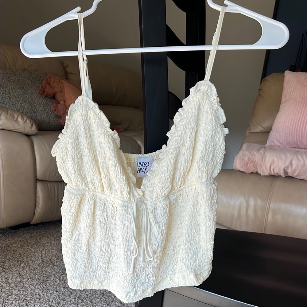 Princess Polly Cream Textured Women's Tank Top